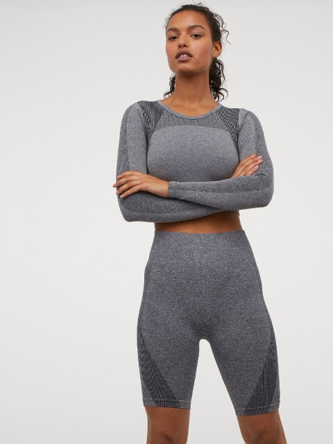 

H&M Women Grey Seamless Cycling Shorts