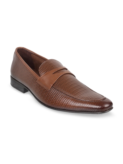 

Metro Men Brown Textured Leather Formal Loafers