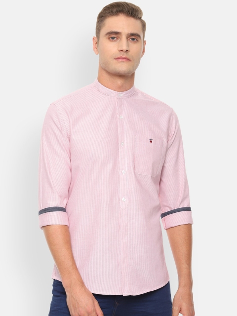 

Louis Philippe Jeans Men Pink & White Slim Fit Striped Casual Shirt