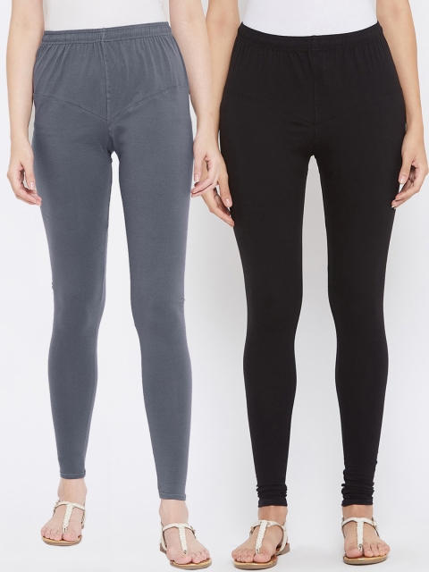 

Tulsattva Women Pack Of 2 Solid Leggings, Black