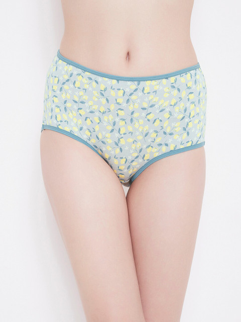 

Clovia Women Green & Yellow Floral Printed Hipster Briefs PN3318F11