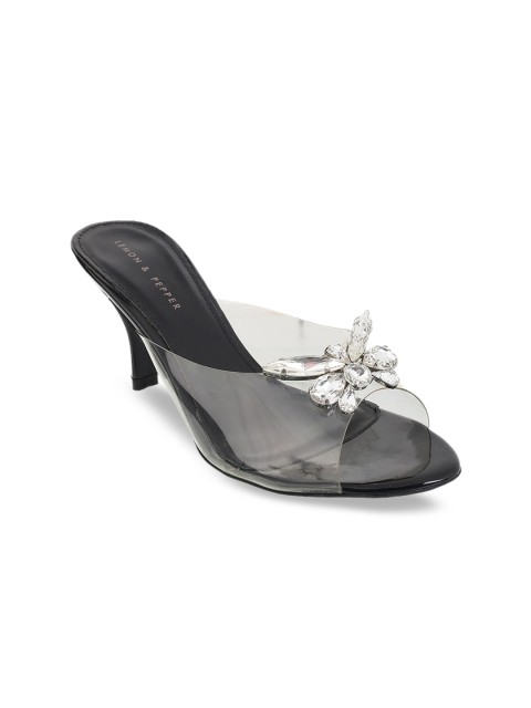 

LEMON & PEPPER Women Transparent Embellished Slim Heels