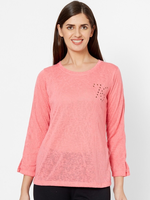 

Juliet Women Peach-Coloured Solid Lounge T-Shirt
