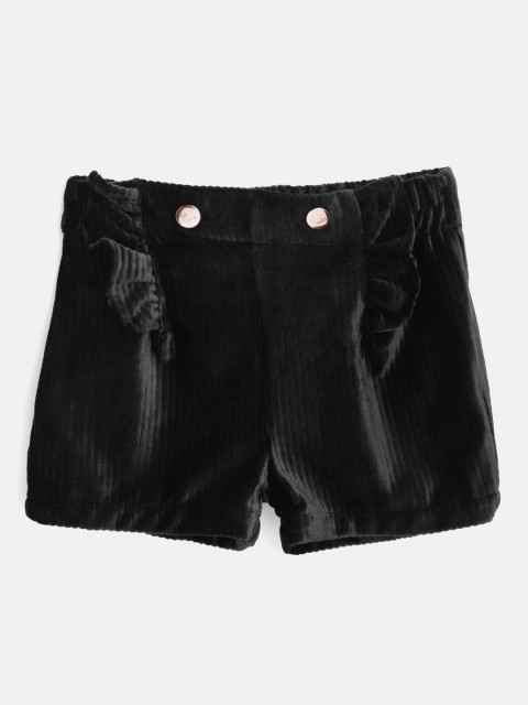 

Cherry Crumble Girls Black Solid Regular Shorts