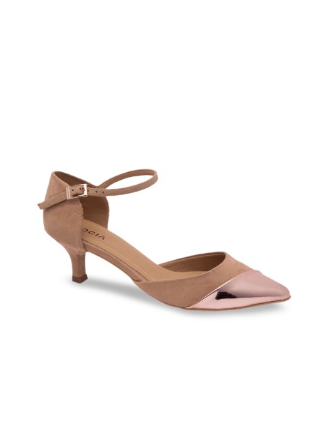 

Rocia Women Brown & Rose Gold Colourblocked Heels