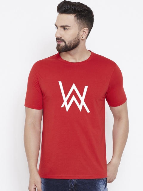 

wesquare Men Red & White Printed Round Neck T-shirt