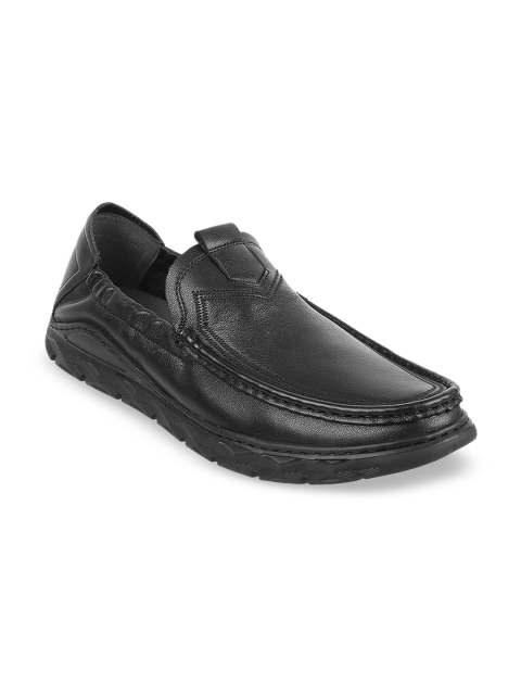 

J.FONTINI Men Black Solid Leather Loafers