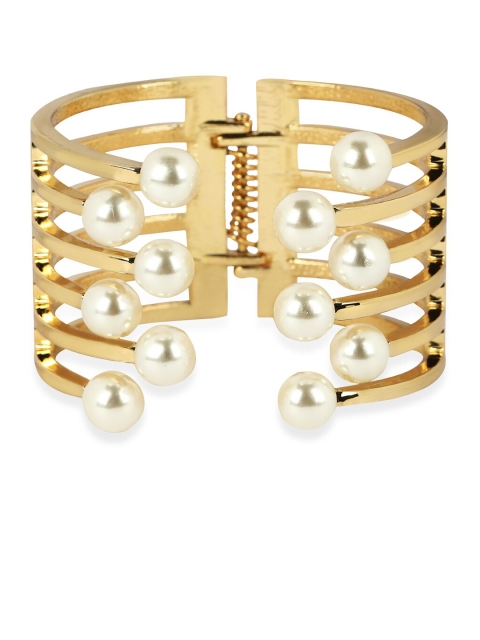ANIKAS CREATION Gold Plated Designer Pearl Cuff Bracelet