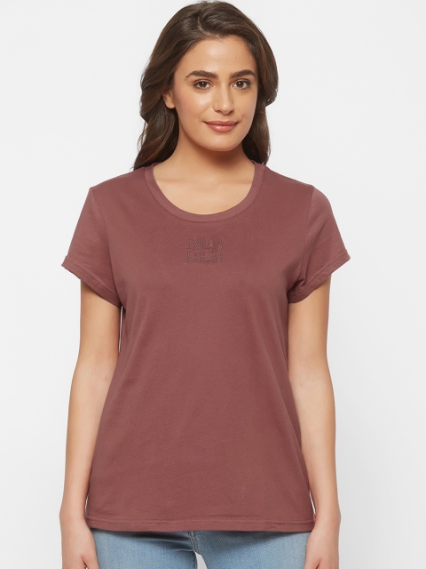 

Mystere Paris Women Mauve Solid Round Neck T-shirt