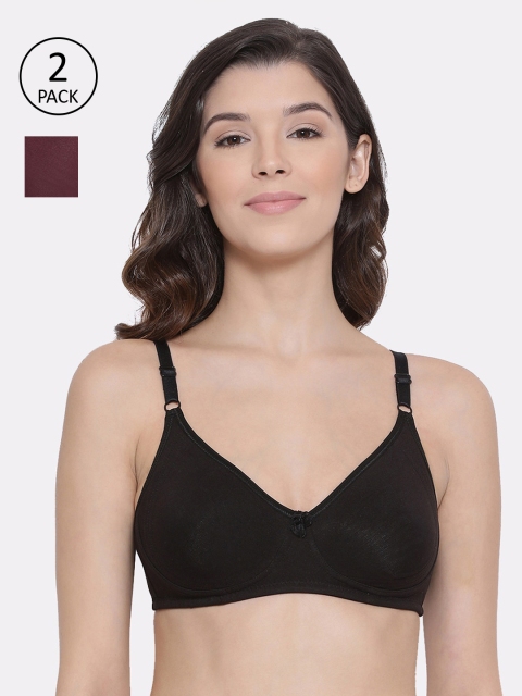 

LYRA Black & Maroon Solid Non-Wired Non Padded Everyday Bra LYRA_BRA_513_BL_WN_2PC