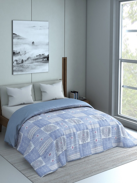 

SPACES Blue Abstract AC Room 300 GSM Double Bed Quilt