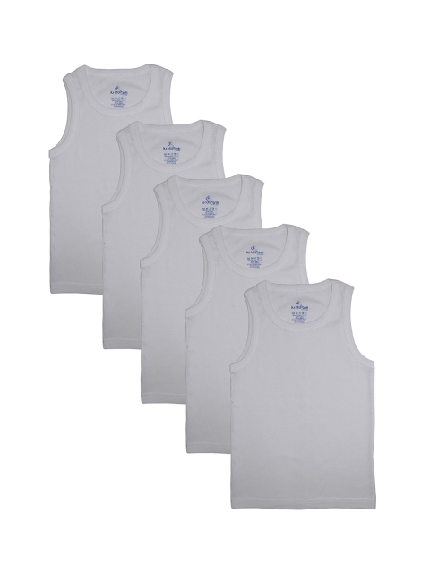 

KiddoPanti Boys Pack Of 5 White Solid Rib Innerwear Vests