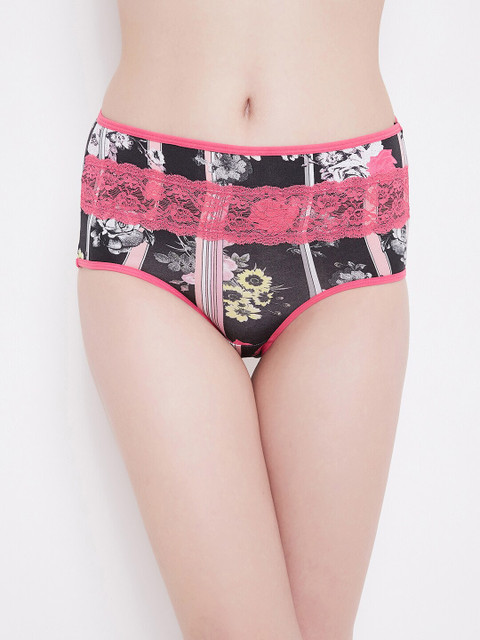 

Clovia Women Black & Pink Printed Hipster Briefs PN3364G19