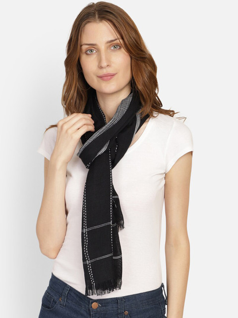 

Anekaant Women Black & White Woven Design Stole