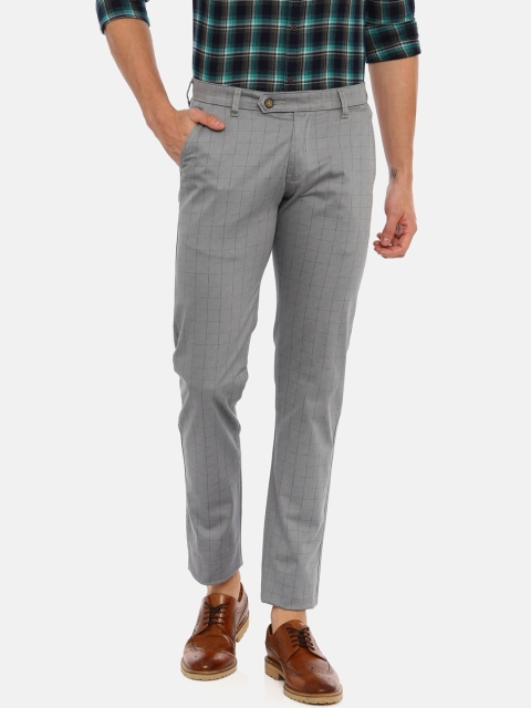 

Classic Polo Men Grey Skinny Fit Checked Regular Trousers