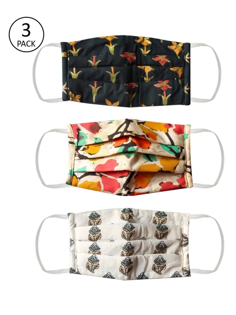 

Bellofox Unisex 3 Pcs Printed 3-Ply Reusable Cloth Masks, Black