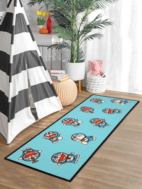 

Saral Home Turquoise Blue & White Doraemon Printed Anti-Skid Floor Runner
