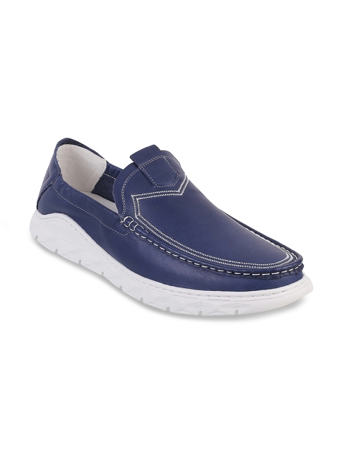 

J.FONTINI Men Blue Slip-On Leather Sneakers