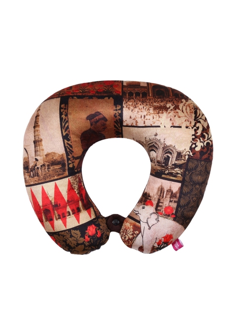 

India Circus by Krsnaa Mehta Brown & Beige The Mughal Era Neck Pillow