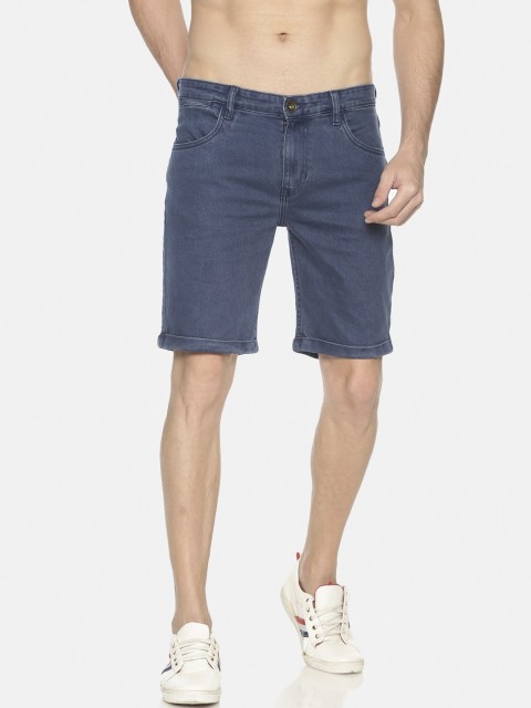 

IVOC Men Blue Solid Slim Fit Denim Shorts