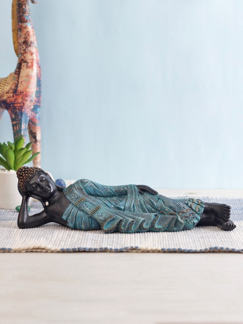 

TAYHAA Blue & Black Polyresin Resting Buddha Showpiece