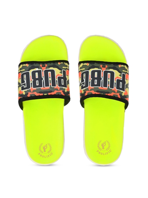 

Prolific Men Green & Black Printed Sliders