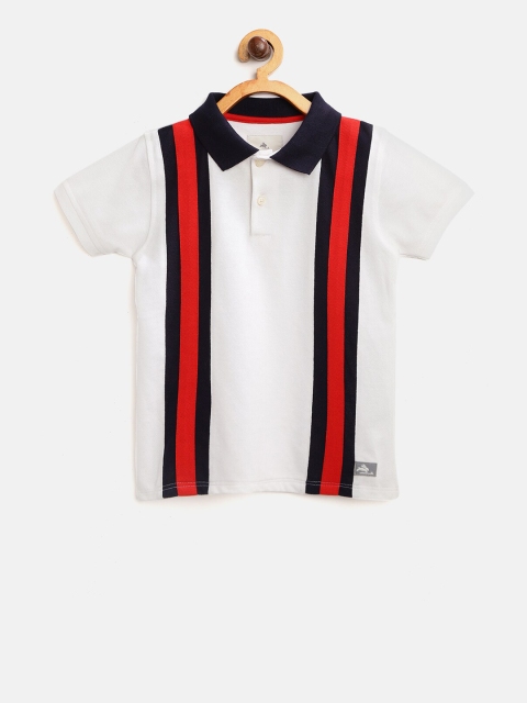 

Cherry Crumble Boys White & Red Colourblocked Polo Collar T-shirt