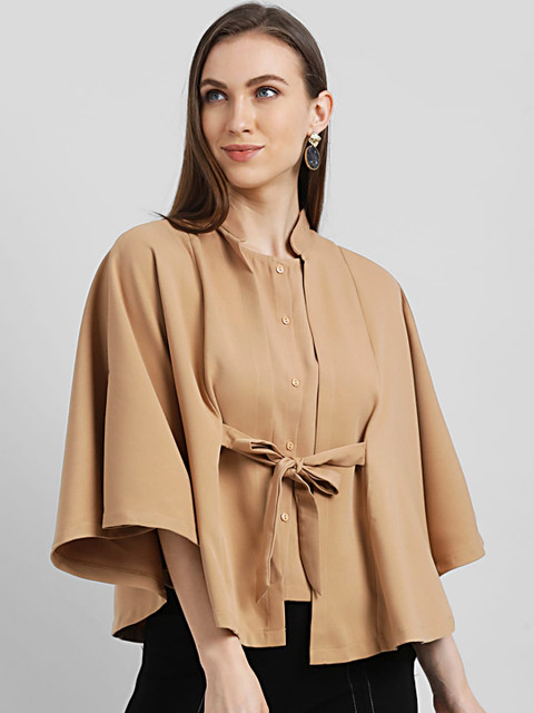 

Zink London Women Khaki Solid Cape Jacket