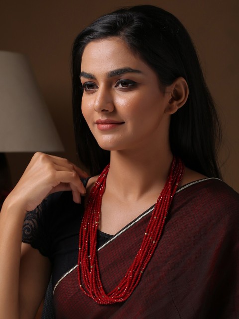 

Shoshaa Red Onyx Beaded Gold-Plated Statement Necklace