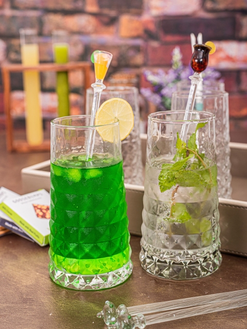 

GOODHOMES Set of 6 Transparent Textured Durobor Gem Tall Glass Tumblers 350 ml each