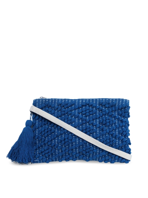 

Diwaah Blue & White Self Design Handmade Sling Bag