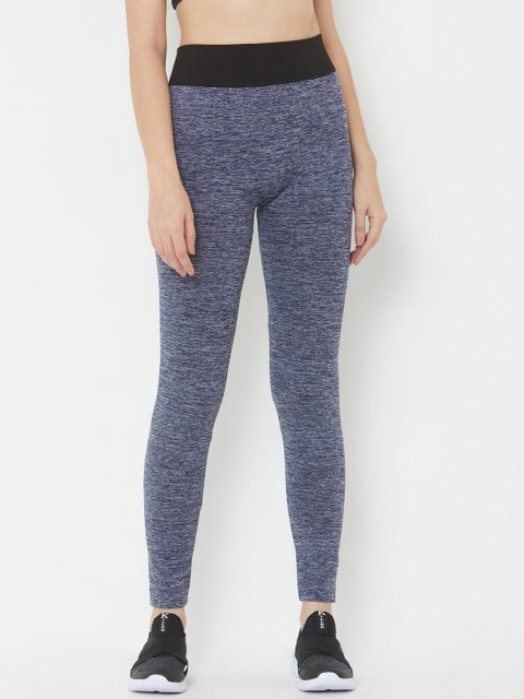 

Sweet Dreams Women Grey Melange & Navy Blue Solid Gym Tights