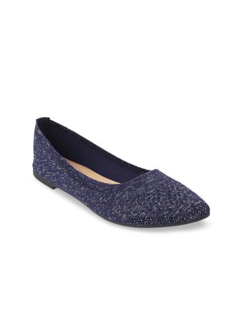 

Metro Women Navy Blue Textured Ballerinas