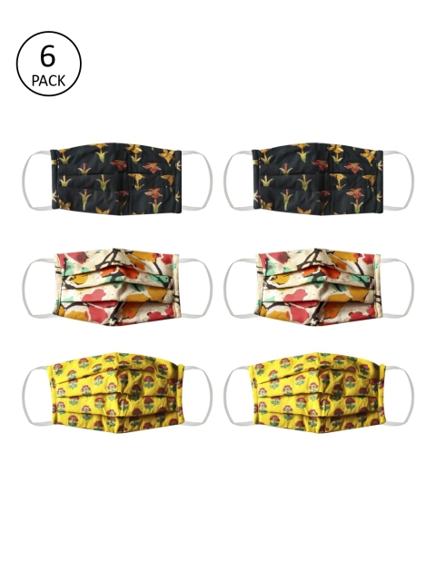 

Bellofox Unisex Pack of 6 Pcs Multicoloured Reusable 3-Ply Outdoor Cloth Masks, Multi