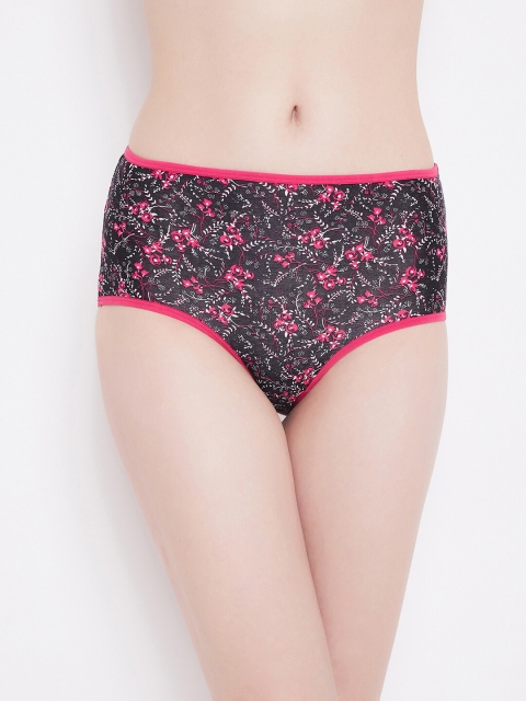 

Clovia Women Black & Pink Floral Printed Hipster Briefs PN3318Z13