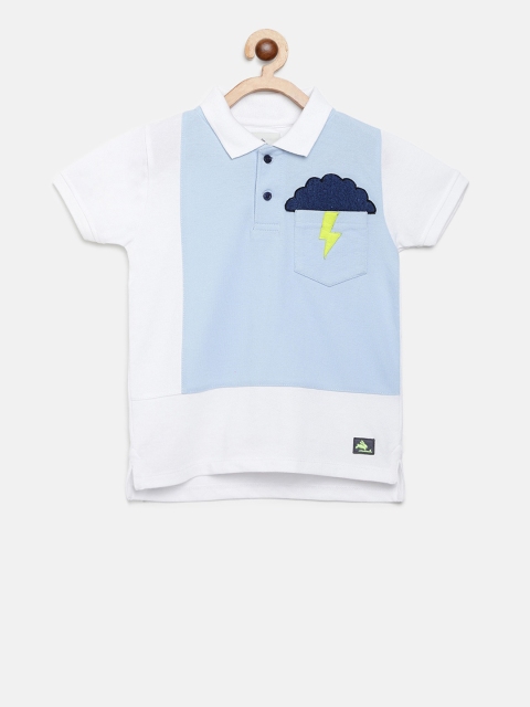 

Cherry Crumble Boys Blue Colourblocked Polo Collar T-shirt