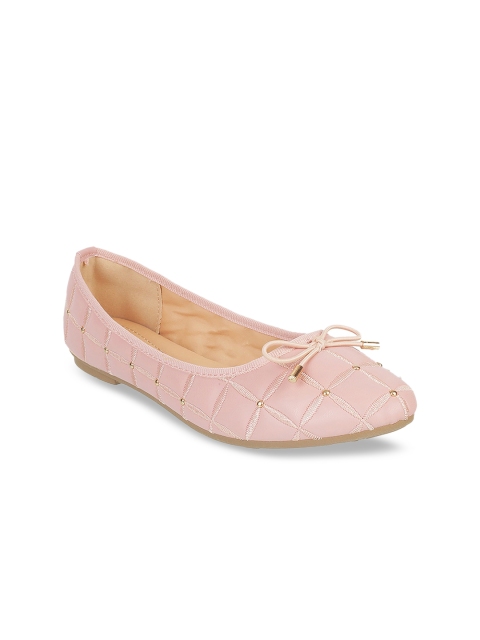 

Metro Women Pastel Pink Woven Design Ballerinas