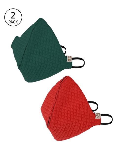 

VASTRAMAY Unisex 2 Pcs Muticoloured Reusable 4-Ply Protective Outdoor Masks, Green