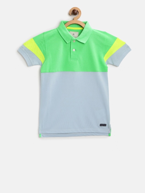 

Cherry Crumble Boys Green & Blue Colourblocked Polo Collar T-shirt
