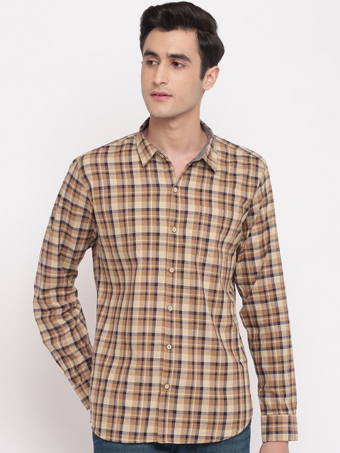 

GHPC Men Brown Premium Slim Fit Checked Casual Shirt