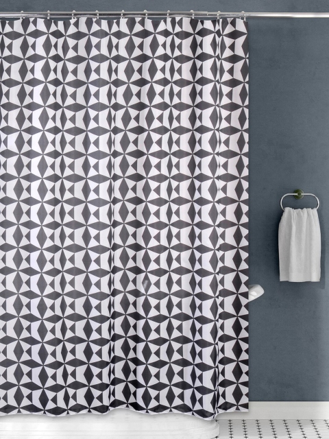 

OBSESSIONS Black & White Dart Pattern Glam Shower Curtain