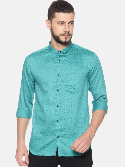 

SHOWOFF Men Green Slim Fit Printed Casual Shirt