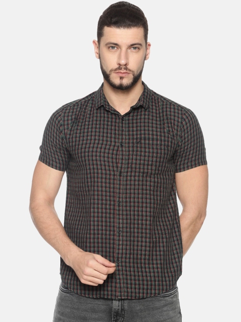 

SHOWOFF Men Green Slim Fit Checked Casual Shirt
