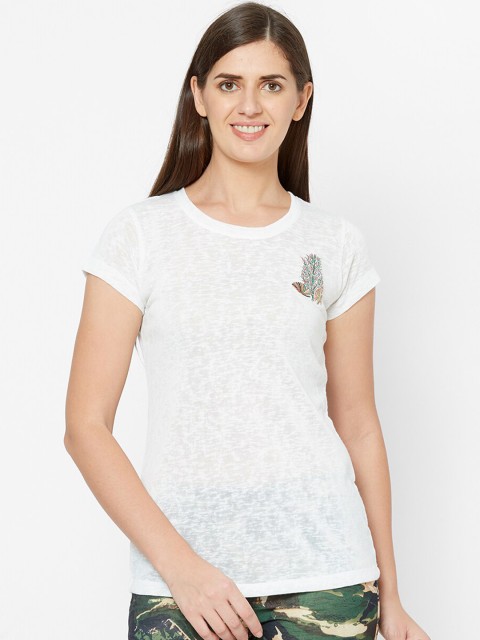 

Juliet Women White Solid Lounge T-Shirt