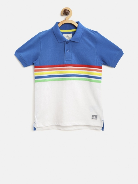

Cherry Crumble Boys Blue & White Colourblocked Polo Collar T-shirt