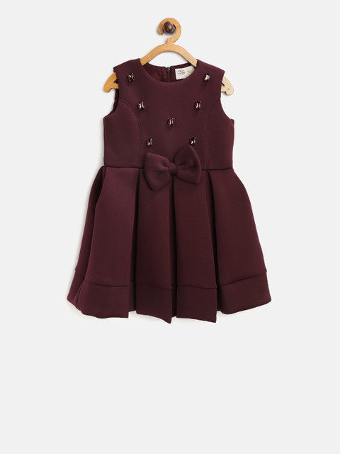

Cherry Crumble Girls Burgundy Embellished A-Line Dress