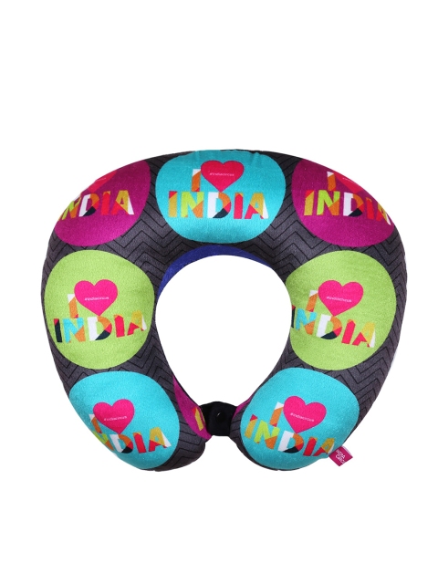 

India Circus by Krsnaa Mehta Black & Blue Printed Love IC Neck Pillow