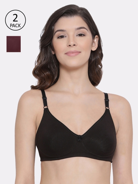 

LYRA Pack Of 2 Solid Non-Wired Non Padded Everyday Bra LYRA_BRA_513_BL_WN, Black