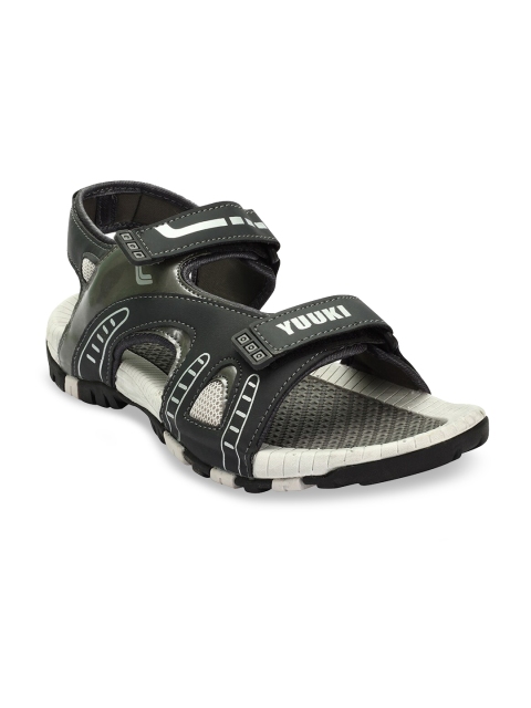 

Yuuki Men Grey & Green Solid Sports Sandals