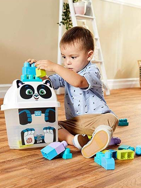 

Mega Bloks Unisex Kids Multicoloured Printed Bucket Panda Construction Toy, White